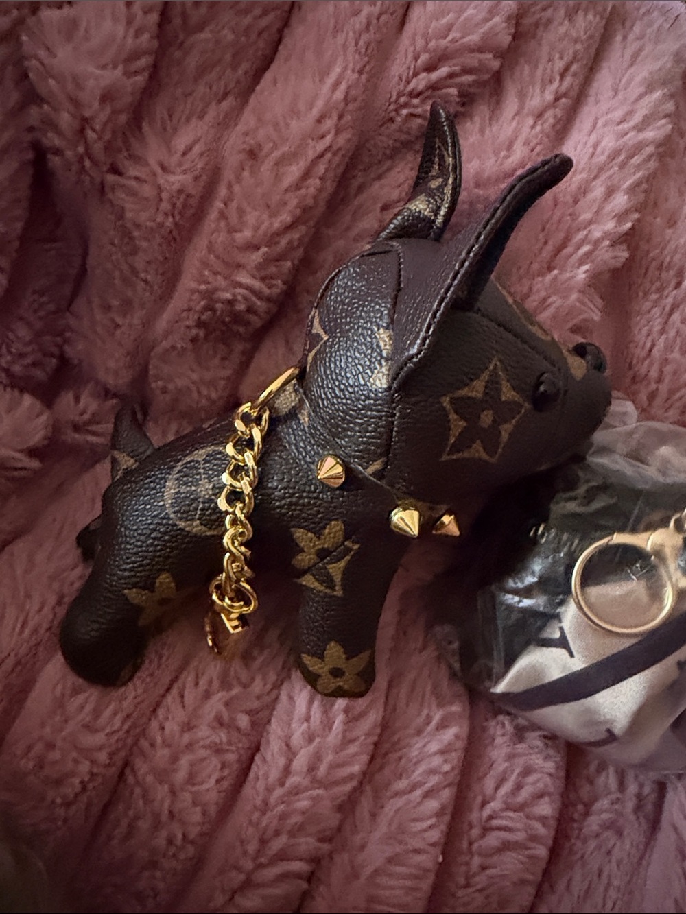 Epi leather Luxury-Inspired Black & Gold Bulldog Coin Purse - Picture 6 of 8